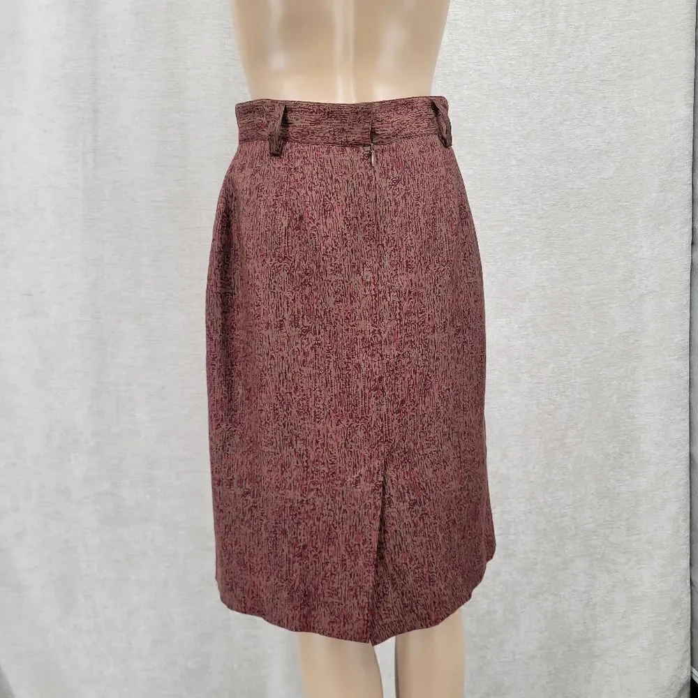 Ellen Tracy Vintage 90s Silk Midi Skirt with Belt Loops and Pockets Women's 10